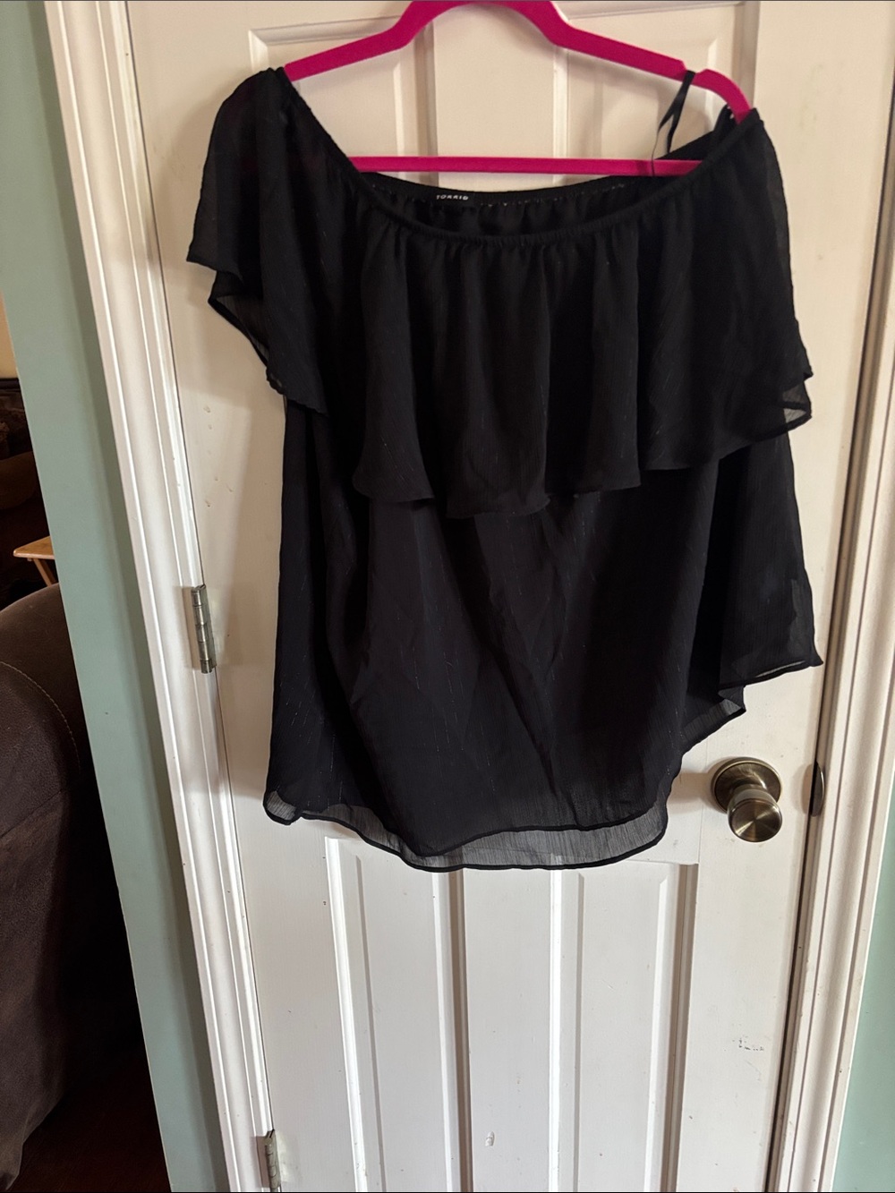 Black One Shoulder Ruffle top